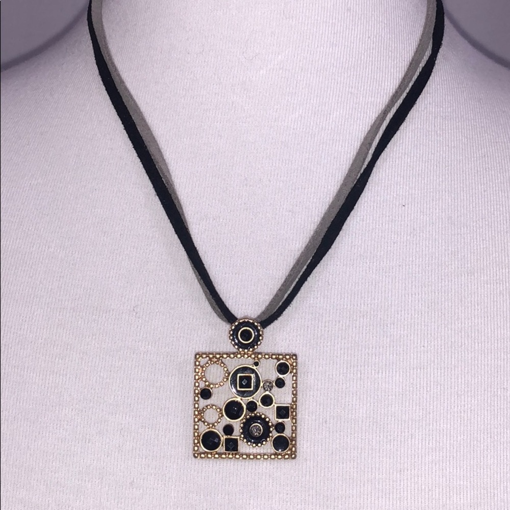 Lia Sophia Black & Gold Necklace